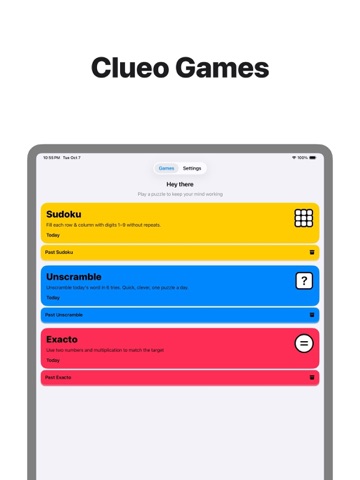 Clueo Games: Sudoku & Puzzles iPad screenshot