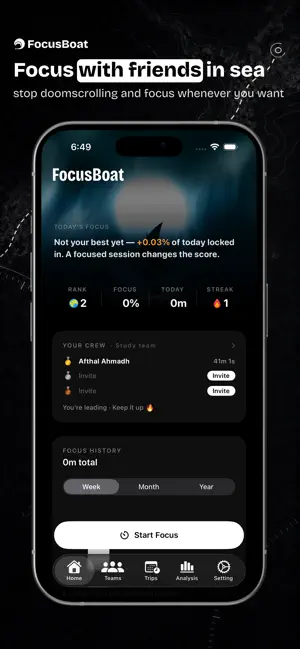 FocusBoat - Focus with friends screenshot 1