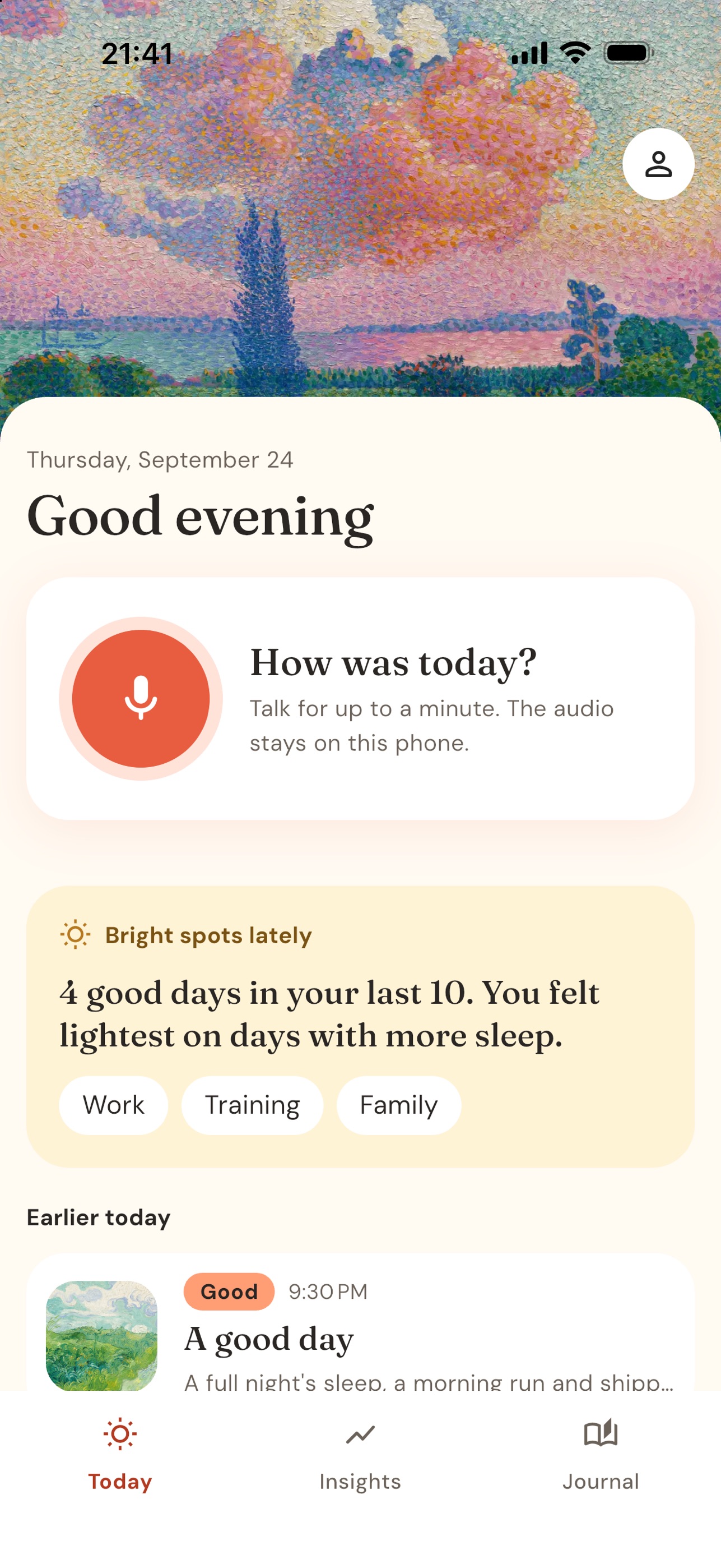 Screenshot 1 of VitaMood: Voice Mood Check-in