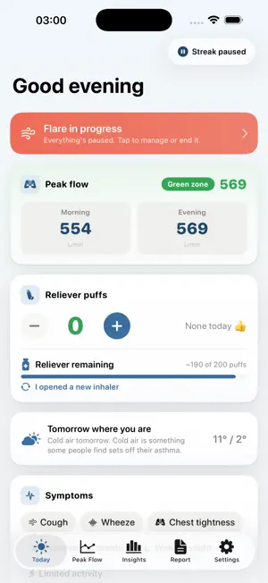 Peakmate: Asthma Tracker screenshot 1