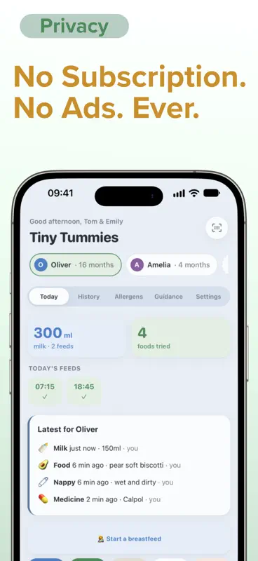 Tiny Tummies: Feed & Nappy Log screenshot 2 of 7