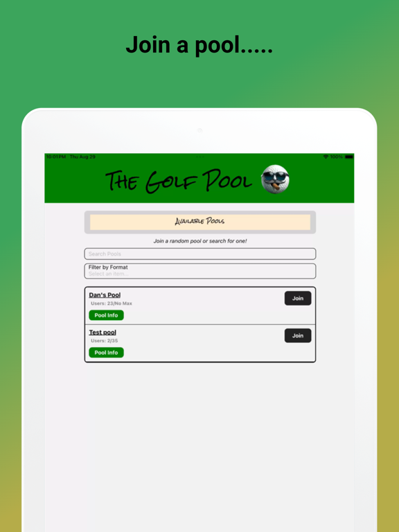 The Golf Pool iPad screenshot 4 - Sports app