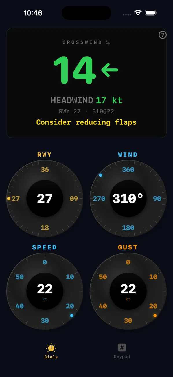 Screenshot #2 pour XW Calc - Crosswind Calculator