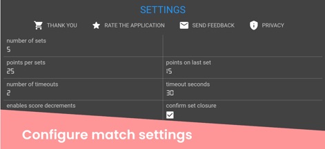 Volley Scoreboard - The app provides comprehensive settings to define match parameters like the number of sets and points per set, ensuring adherence to league rules.