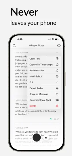 Whisper Notes - Ses'ten Metne iPhone Ekran Görüntüsü 2