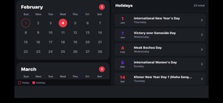 Calendar KH screenshot