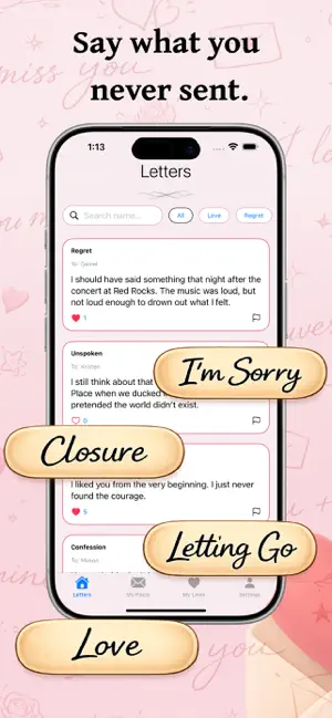 Unsent: Letters & Messages screenshot 1
