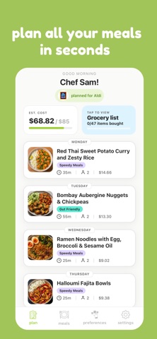 mise - meal planner app screenshot