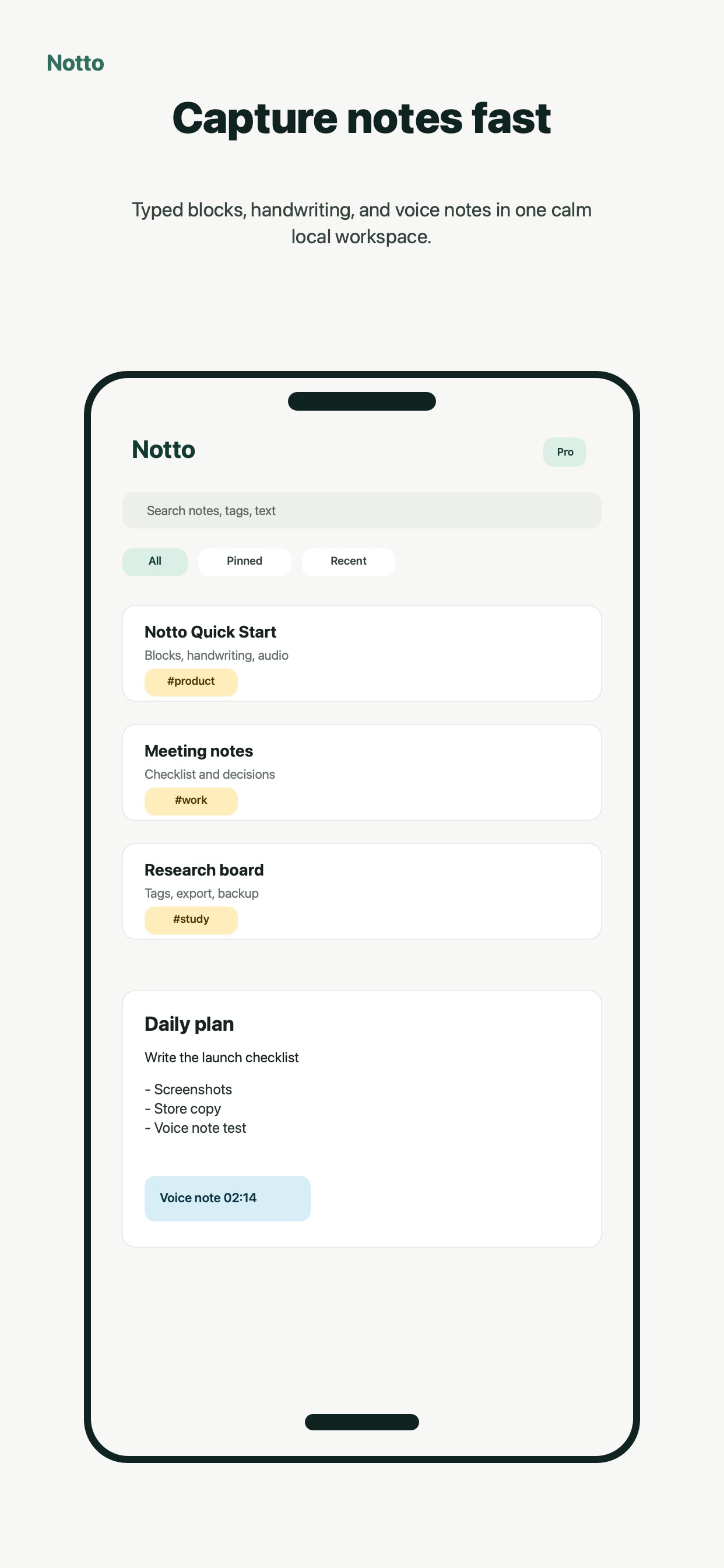 Screenshot 1 of Notto: Notes, Ink, Voice