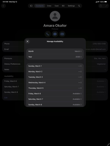 Cast & Crew Lists iPad screenshot