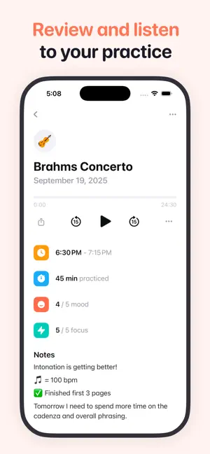 Andante Music Practice Journal screenshot 4
