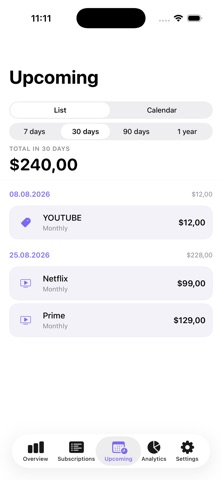 PaYoR: Track Subscriptions iPhone screenshot