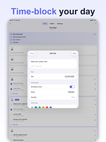 Weekly Planner: Time Block iPad screenshot