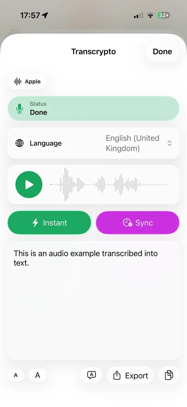 Screenshot #1 pour Transcrypto audio transcriber