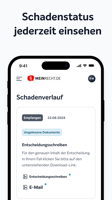 MEINRECHT Kundenbereich Screenshot