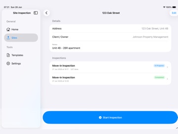 InspectPro: Site Reports iPad screenshot