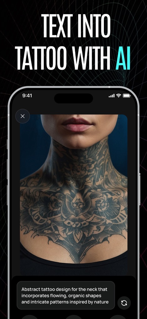 Tattoo AI Design Generator－Ink - Transform text descriptions into intricate tattoo designs with AI, observing how detailed prompts yield stunning neck and chest art.