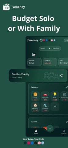 Famoney: Shared Family Budget iPhone screenshot