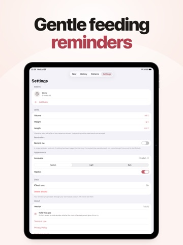 Baby Tracker Breastfeeding App iPad screenshot