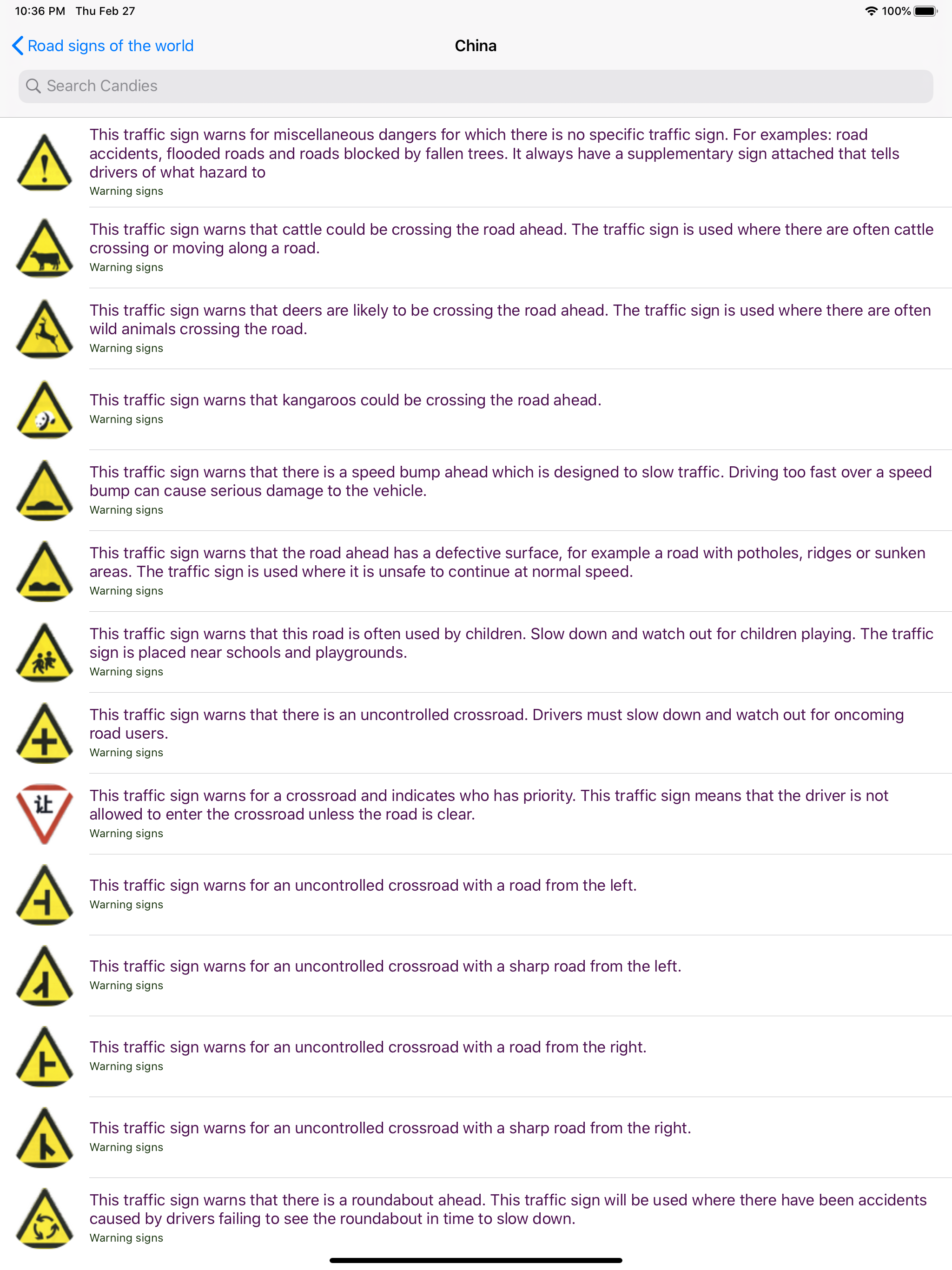 Road signs world Quiz