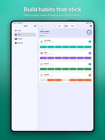 Peblo: Daily Planner & Habits iPad screenshot