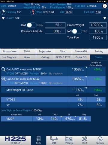 H225 Flight Perfo iPad screenshot