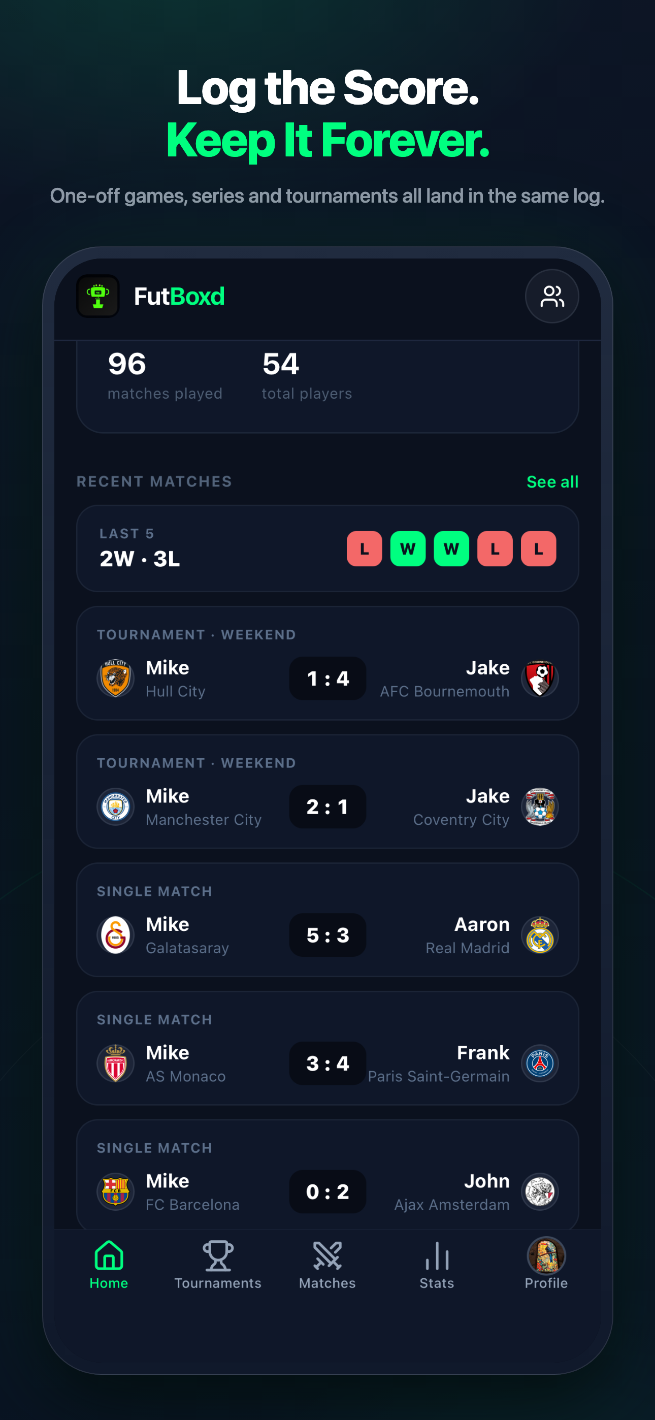 FutBoxd: Football Match Log screenshot 2