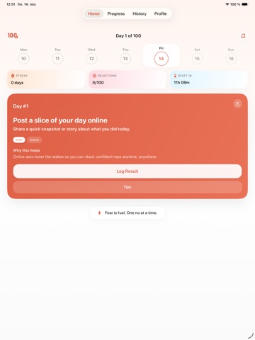 100 Rejections: Overcome Fear iPad screenshot