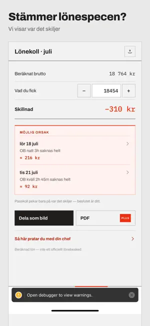 Passkoll – lön & OB-tillägg screenshot 3