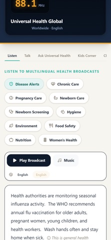 Universal Health Radio iPhone screenshot