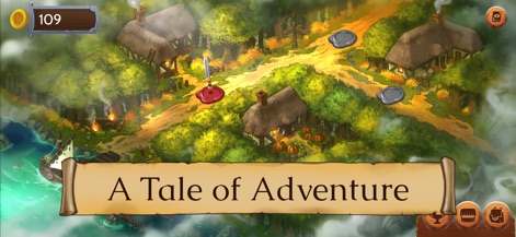 Obsidian Knight: Roguelike RPG - La aplicación muestra un detallado mapa del reino, con rutas serpenteantes que conectan viviendas rústicas y misteriosos puntos de interés.