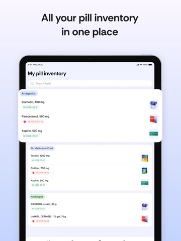 Pill & medication reminder app iPad screenshot