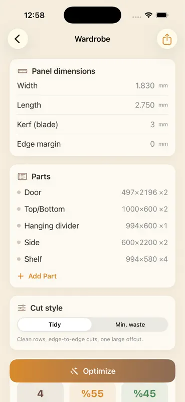 CutList Pro: Sheet Optimizer screenshot 4 of 7