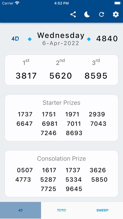 Singapore 4D Toto Results screenshot-3