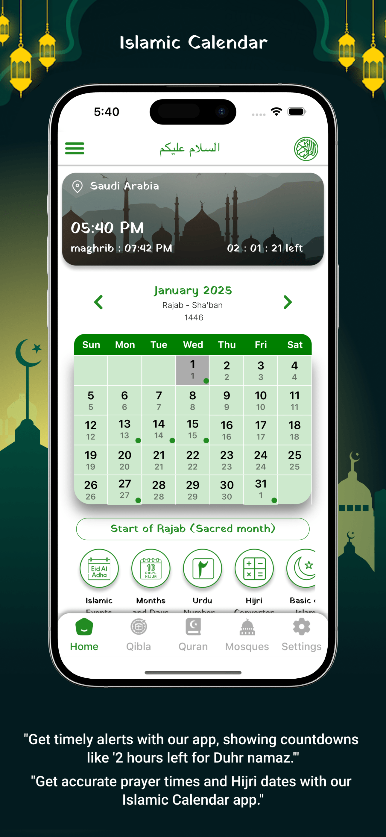 Muslim Calendar Prayer Times