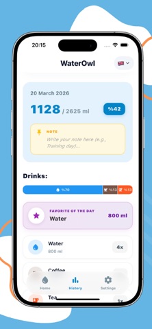 WaterOwl: Drink Water Reminder iPhone screenshot