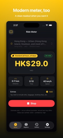 Ride Meter: Taxi Fare Meter iPhone screenshot