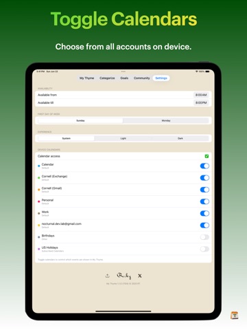 My Thyme iPad screenshot