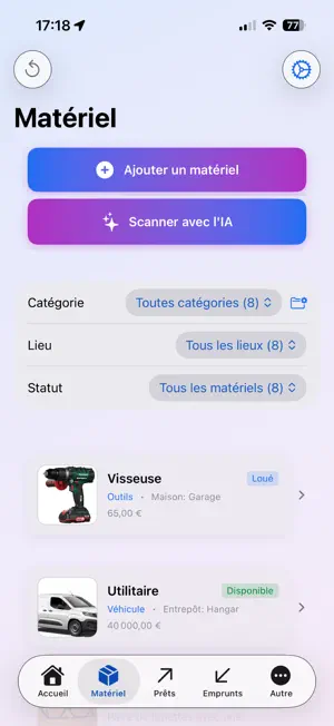 Prêt Matériel screenshot 2