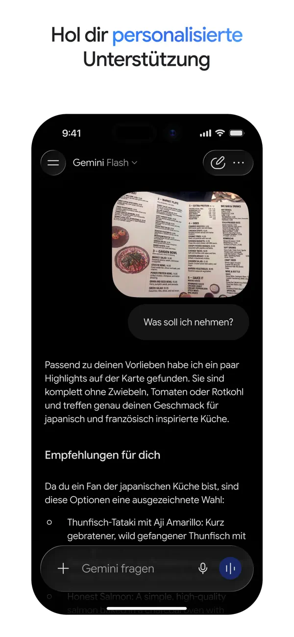 Google Gemini iPhone App Screenshot 8 – Produktivität