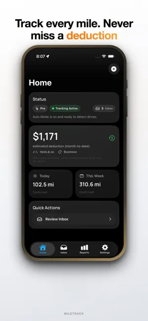 MileTrack: Mileage & Tax Log screenshot 1