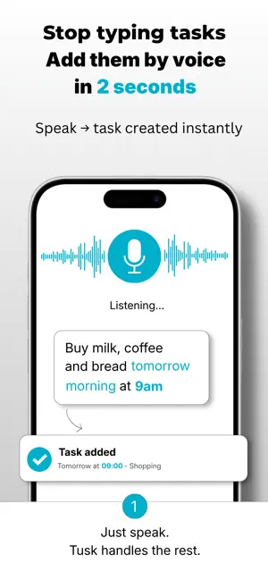 Tusk — Voice To-Do List screenshot 1
