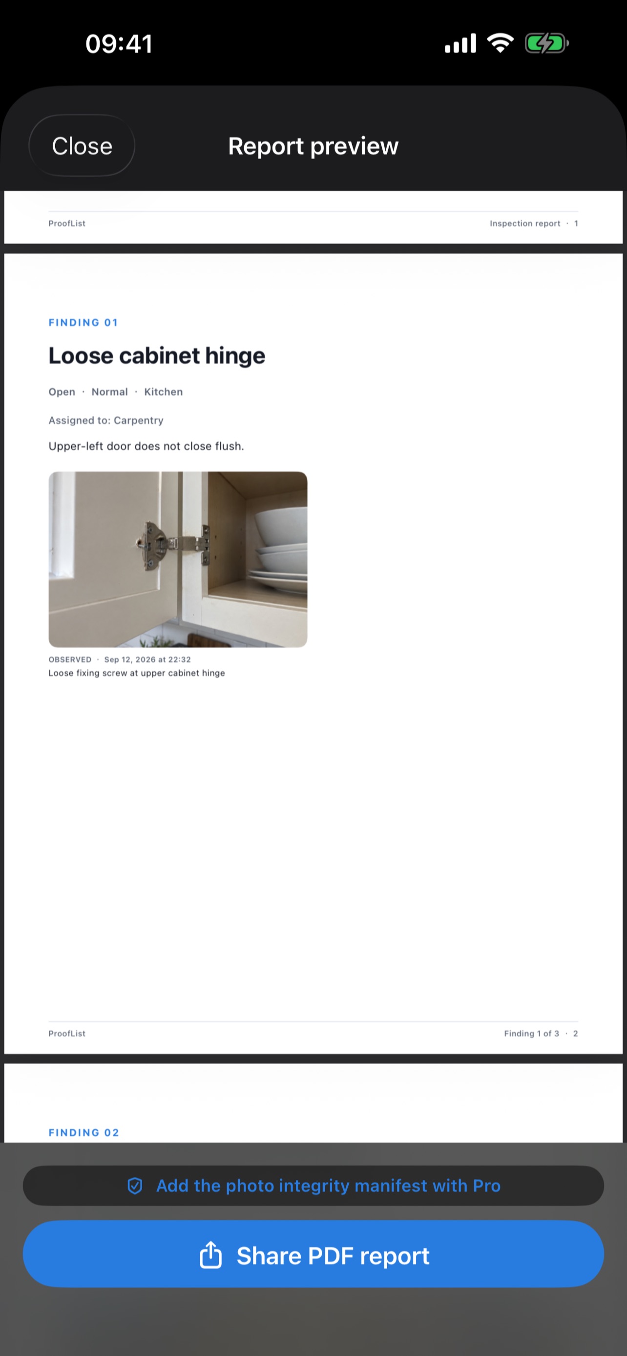 Screenshot 4 of ProofList: Inspection Reports