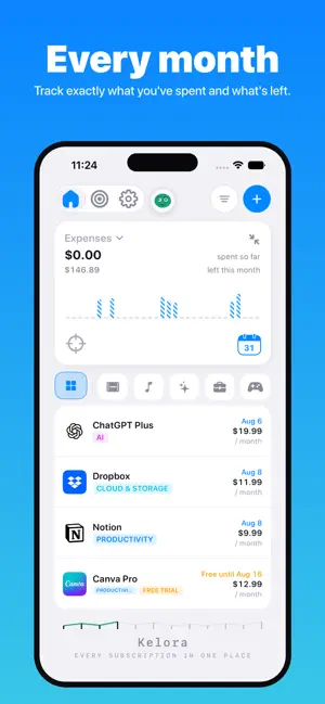 Subscription Tracker: Kelora screenshot 1