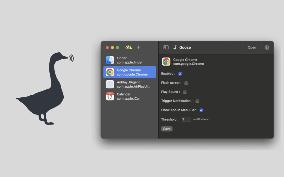 Goose - Dock Monitor (macOS) بواسطة: Sahil Chaddha