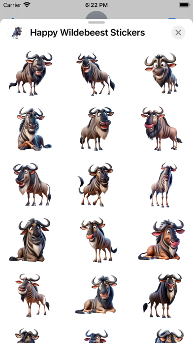 Happy Wildebeest Stickers Screenshot 1 - AppWisp.com Happy Wildebeest Stickers Screenshot 1 - AppWisp.com