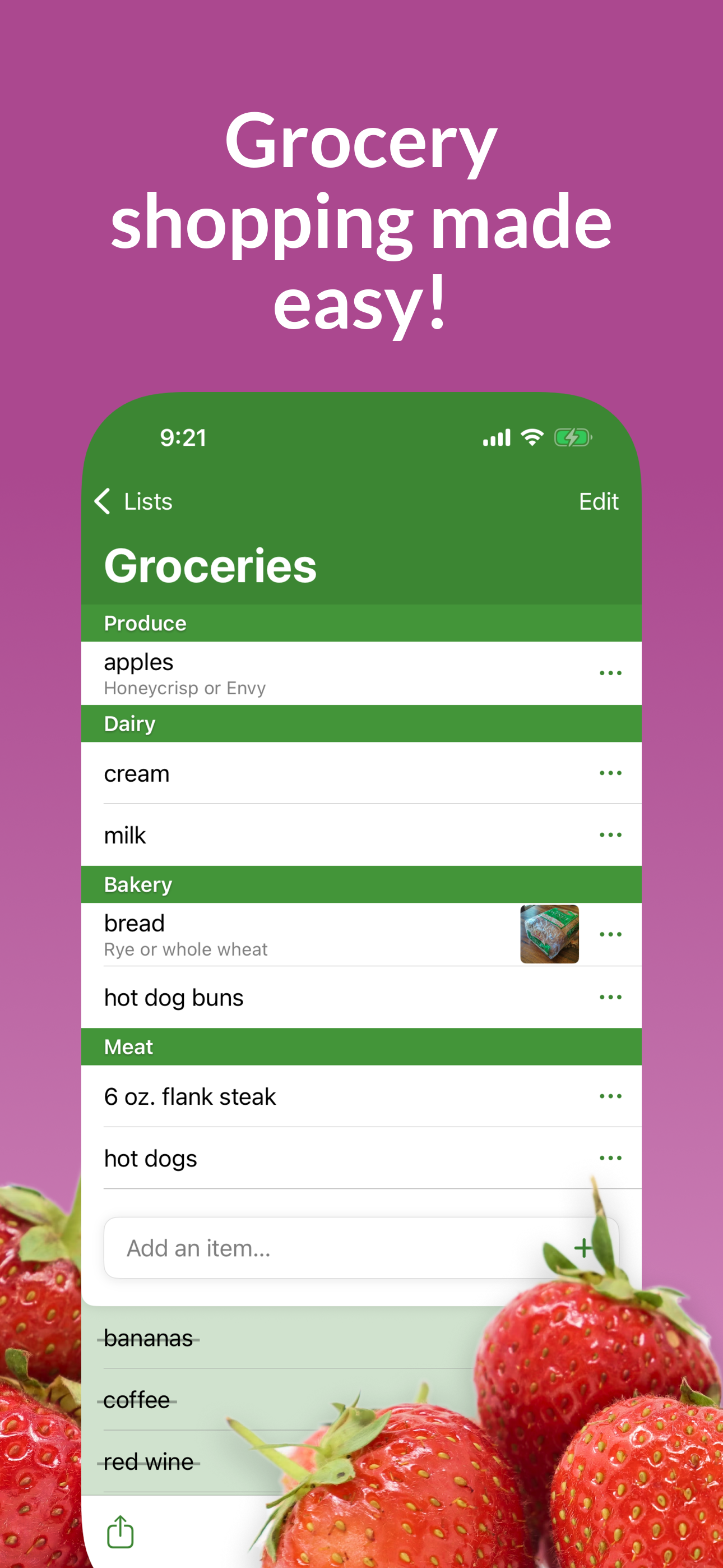Our Groceries Shopping List