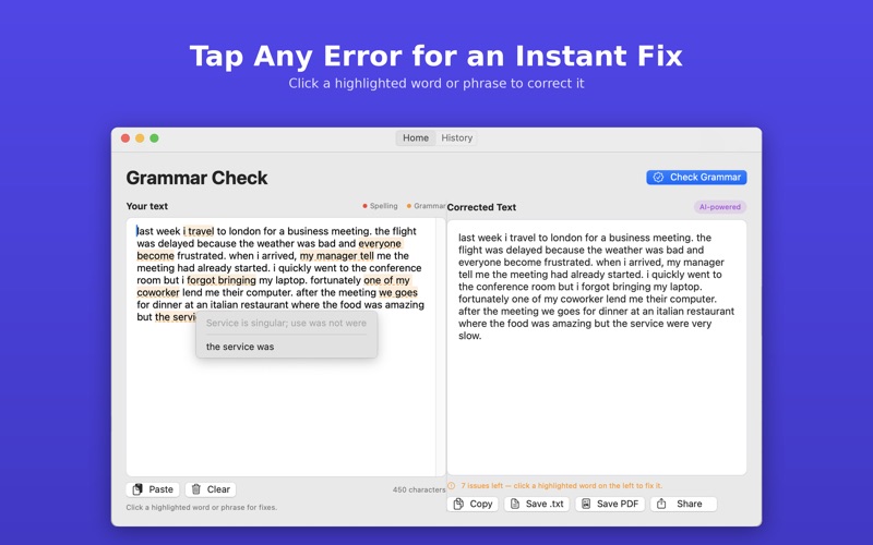 Grammar Checker AI iPhone screenshot