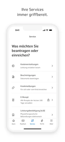 Screenshot von TK-App auf dem iPhone 3
