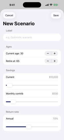 RetireCalc Nest Egg Planner screenshot